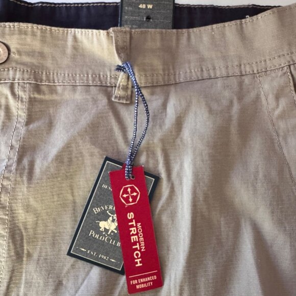 Beverly Hills Polo Club Mens Relaxed Fit Cargo Shorts Sz 48 Khaki Modern Stretch - Picture 6 of 9